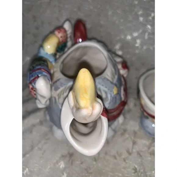 Vtg Teapot Patchwork Angel 1996 Cosmos For H.O.L. 3 Piece Tea For One Tea Pot - Picture 15 of 16